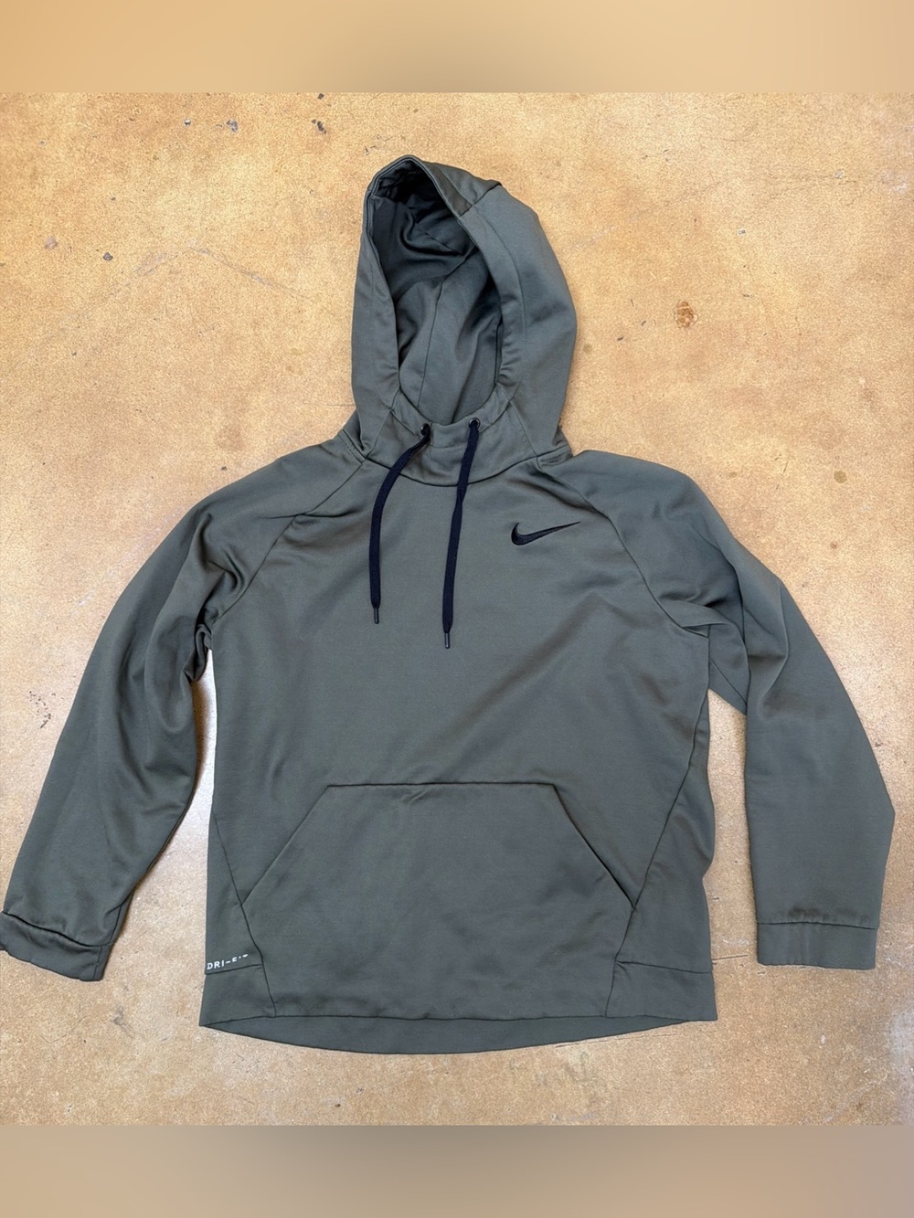 Nike Therma-FIT Women’s Size Medium Hoodie Fitness Pullover Olive Green Black